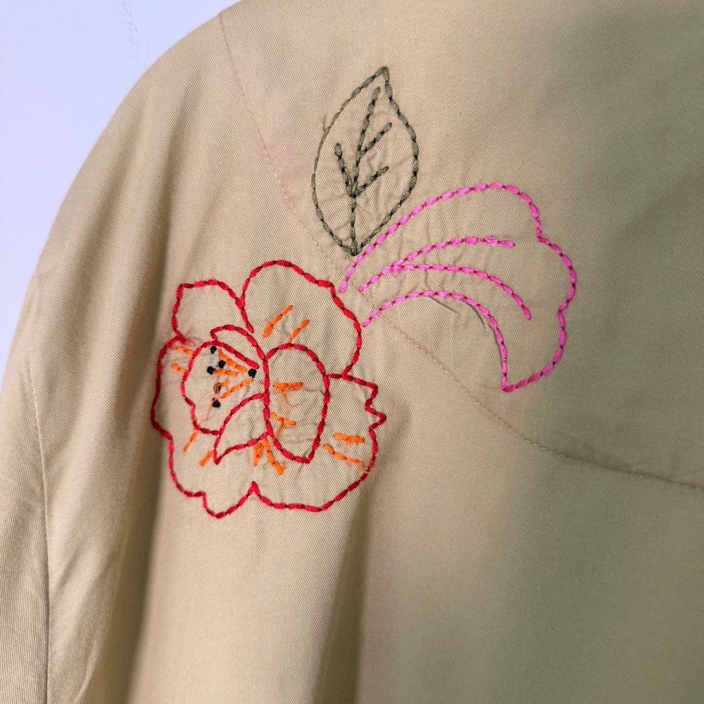 Ruby Rd Boho Floral Embroidered Artsy Cotton Twill Jacket (18) Paisley Cottage - Picture 12 of 16